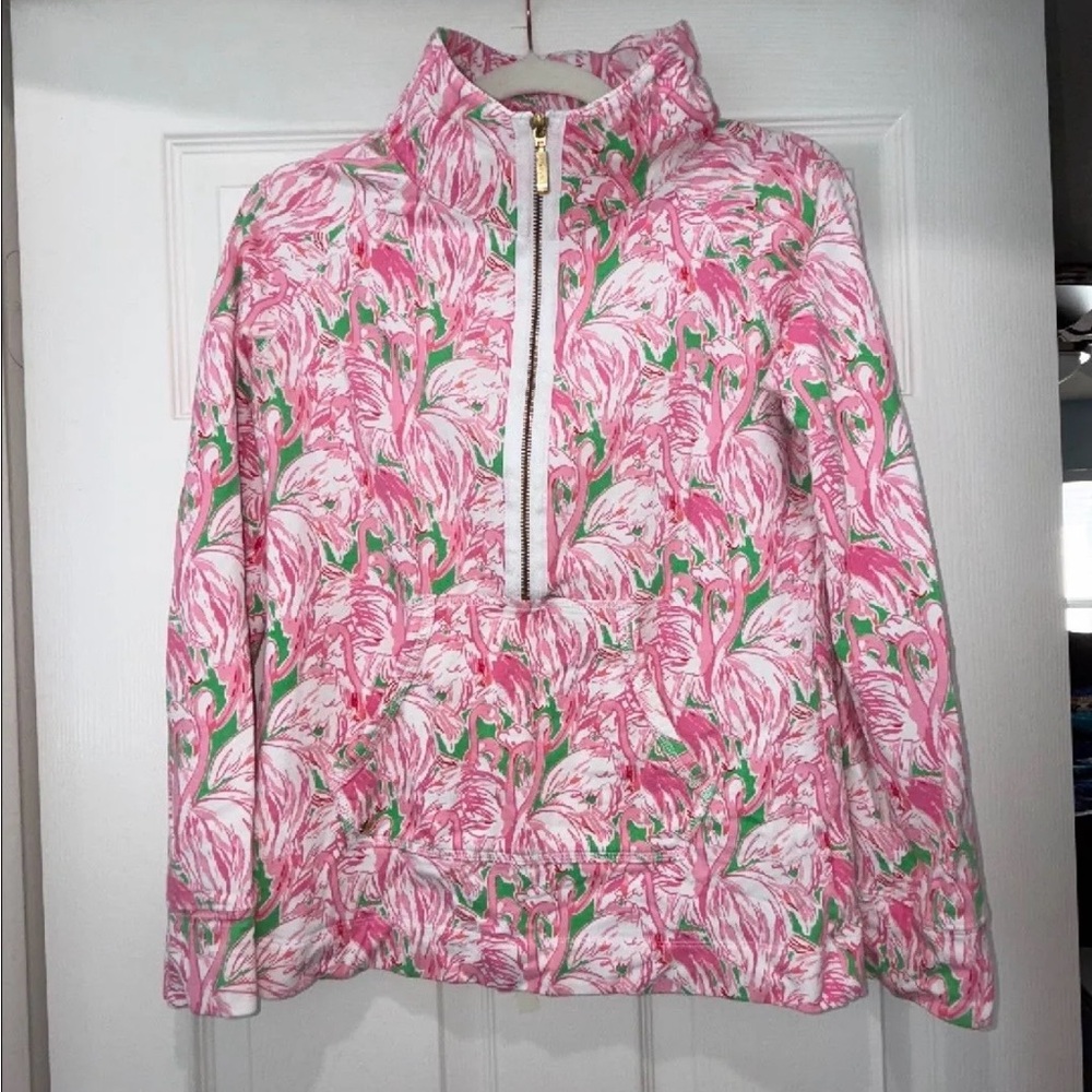 Lilly Pulitzer Half Zip Flamingo Pullover